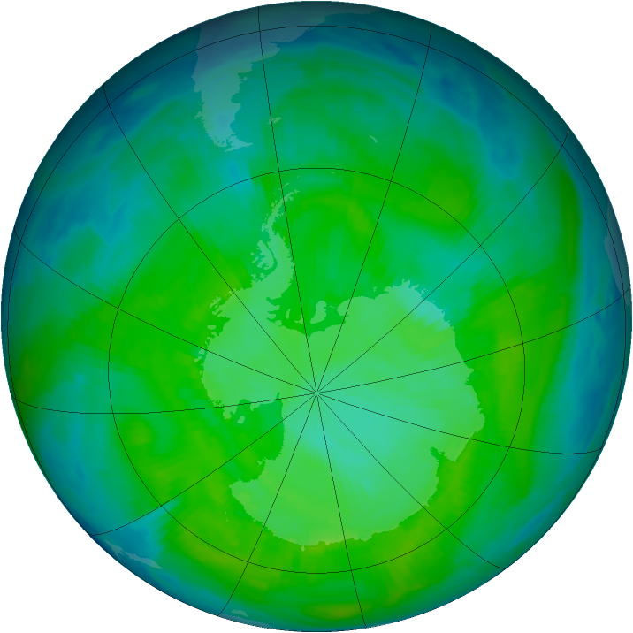Antarctic ozone map for 27 December 1996